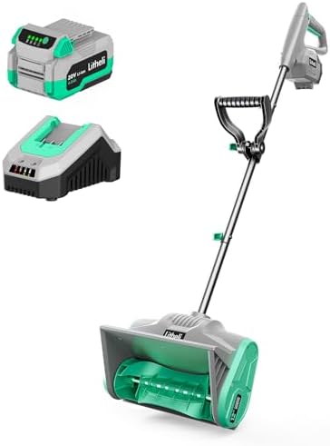 Litheli Cordless Snow Shovel, 20V 12'' Electric Snow Blower for Driveway, Battery Powered Snow Thrower, 4.0Ah Battery and Fast Charger Included