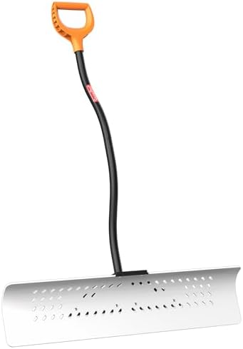 36 Inch Heavy Duty Snow Pusher, Extra Wide Snow Shovel for Driveway, Sidewalk, Patio, Deck & Doorway Snow Removal, Ergonomic Back Saver Snow Plow with UHMW-PE Blade, Non-Slip Grip Handle
