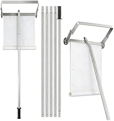 Telescoping Roof Snow Rake 20/29FT Adjustable Aluminum Snow Removal Shovel with Rolling Wheels and Slide Cloth for House Cottage Roof Snow Clearing(29 FT, White)