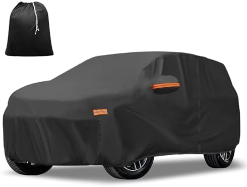 X AUTOHAUX Car Cover for Toyota Highlander 210D-PU Outdoor Full Car Cover All Weather with Door Zipper for Waterproof Windproof Sun Rain Snow Protection