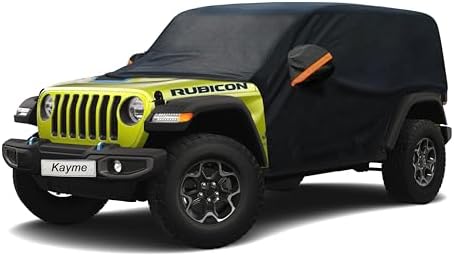 Kayme Half Car Cover Waterproof All Weather for Jeep Wrangler 4 Door
