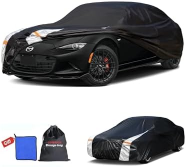 Mazda Miata MX5 Car Cover 100% Waterproof All Weather, Gift with Towel, 10 Layers Car Cover Custom Fit 1990-2026 Mazda Miata MX-5, Full Exterior Cover Rain Sun UV Protector with Door Zipper.