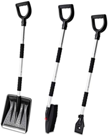 3 In1 Multi Functional and Extendable Snow Removal Shovel Three in One Snow Shovel Vehicle Mounted Snow Removal Shovel(Black)