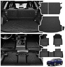 Powerty Floor Mats for Toyota RAV4 Hybrid 2026 2027(Not for PHEV), All Weather 3D TPE Anti-Slip Trunk Cargo Liner Seat Back Covers Protectors Full Set Car Accessories