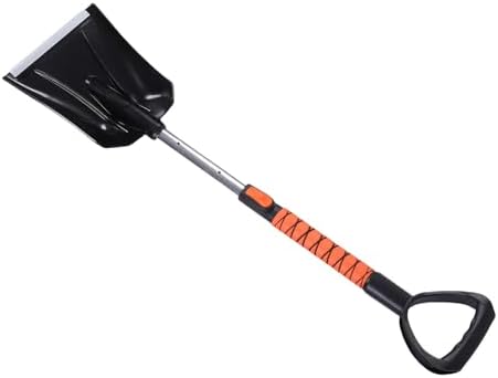 Ice Scraper Snow Shovel Kit, 4 in 1 Extendable Snow Brush, Heavy Duty Winter Cleaner with Ergonomic Foam Grip 180 Degree Pivoting Brush Head and 450lbs Load Capacity for Truck