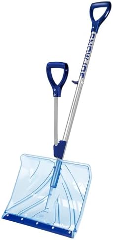 Snow Joe Snow Shovel, Shovelution Strain-Reducing Ice Remover w/ Assist Handle, 18", Blue - Heavy-Duty Blade Tool for Digging and Removing Ice from Driveway, Patio, and Yard, SJ-SHLV02
