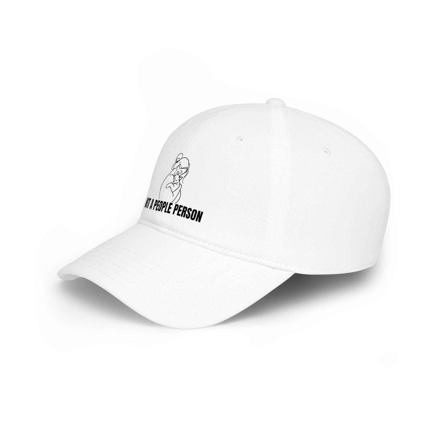 “Not a People Person” Cat Line Art Hat – Low Profile Cotton Cap (Unbothered Edition)