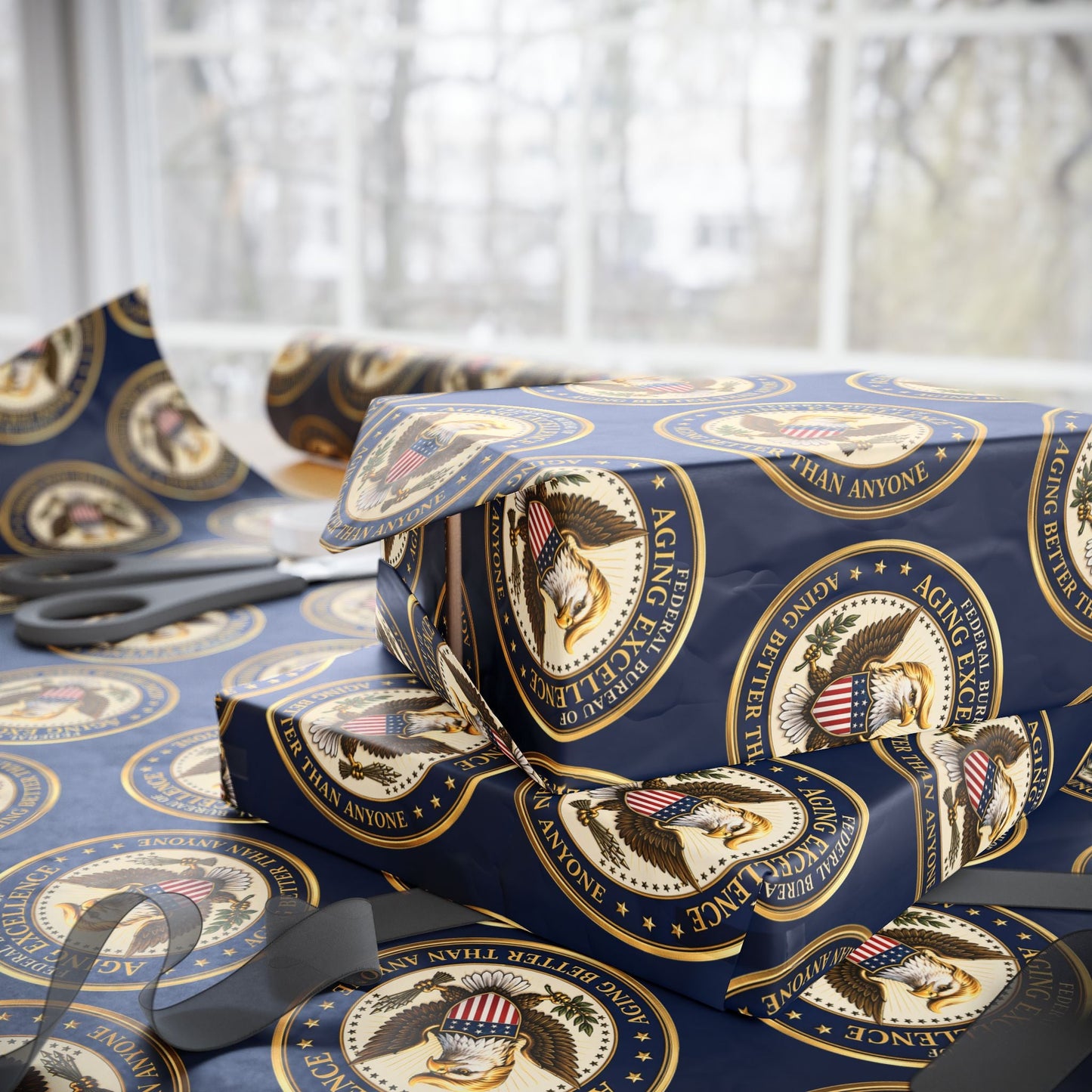 Aging Excellence – Faux Seal Birthday Wrapping Paper