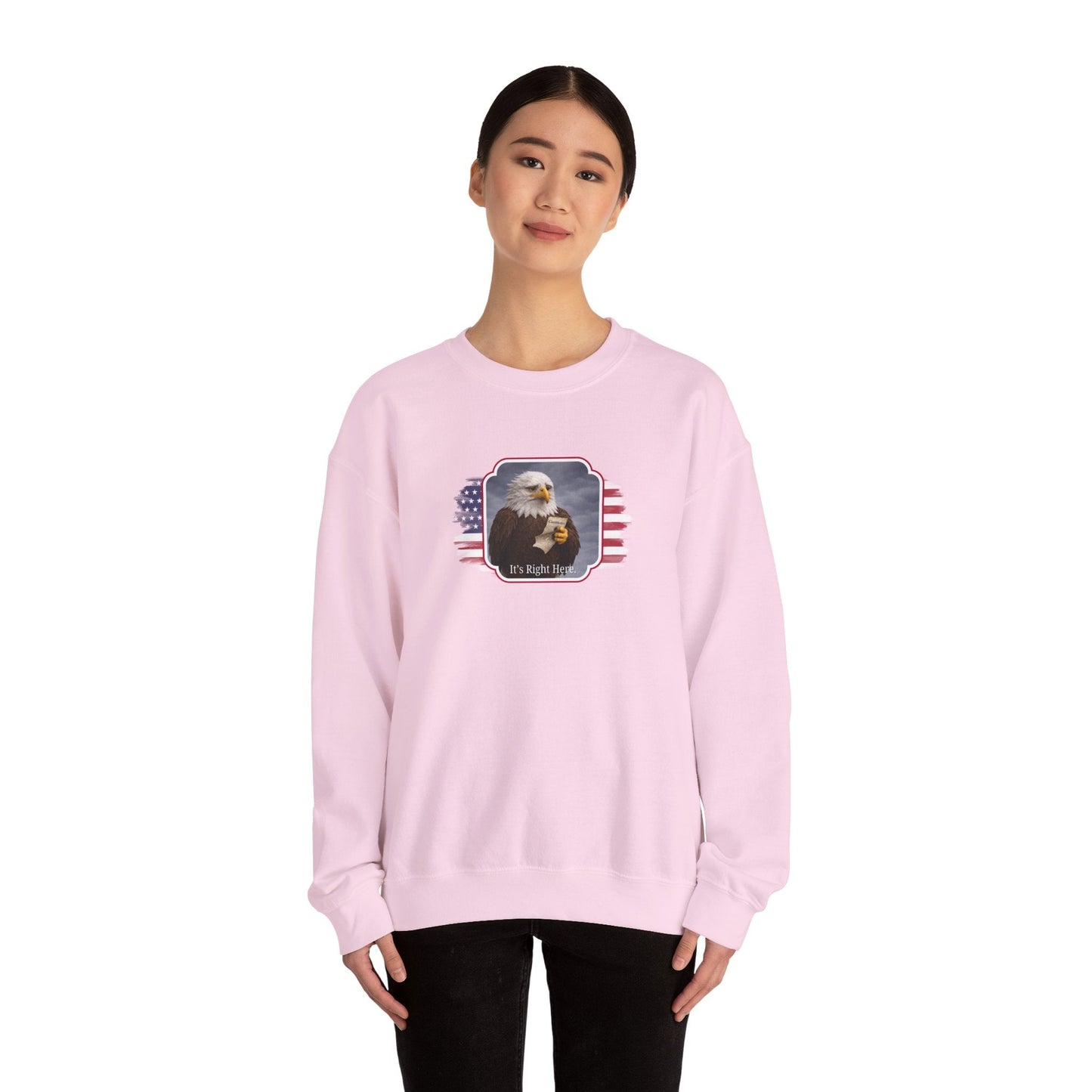 “It’s Right Here” Political Parody Crewneck Sweatshirt