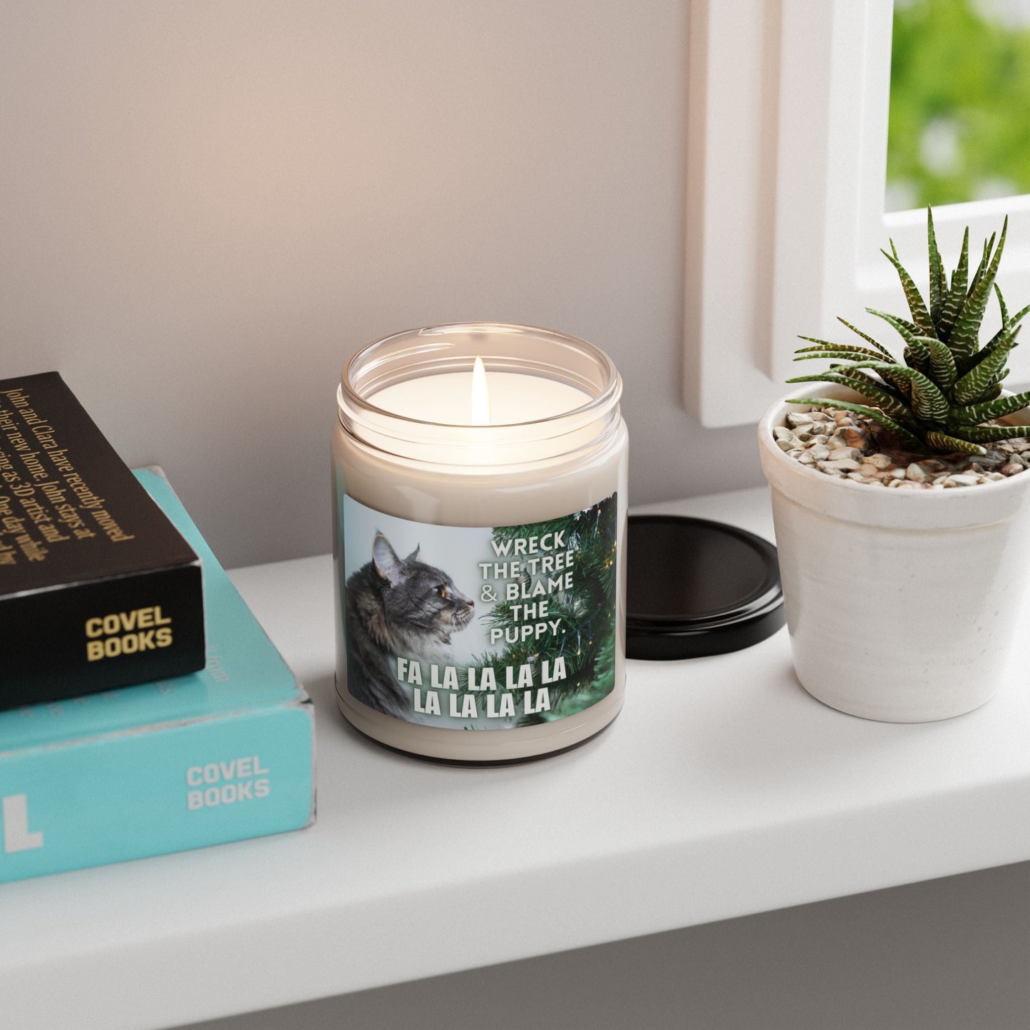 Wreck the Tree & Blame the Puppy Candle | Funny Christmas Cat Candle