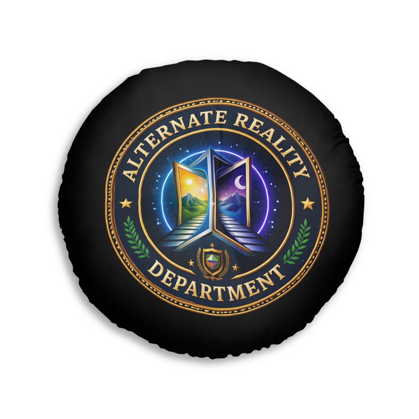 Alternate Reality Department Round Floor Pillow – Political Satire Statement Cushion (26” or 30”)