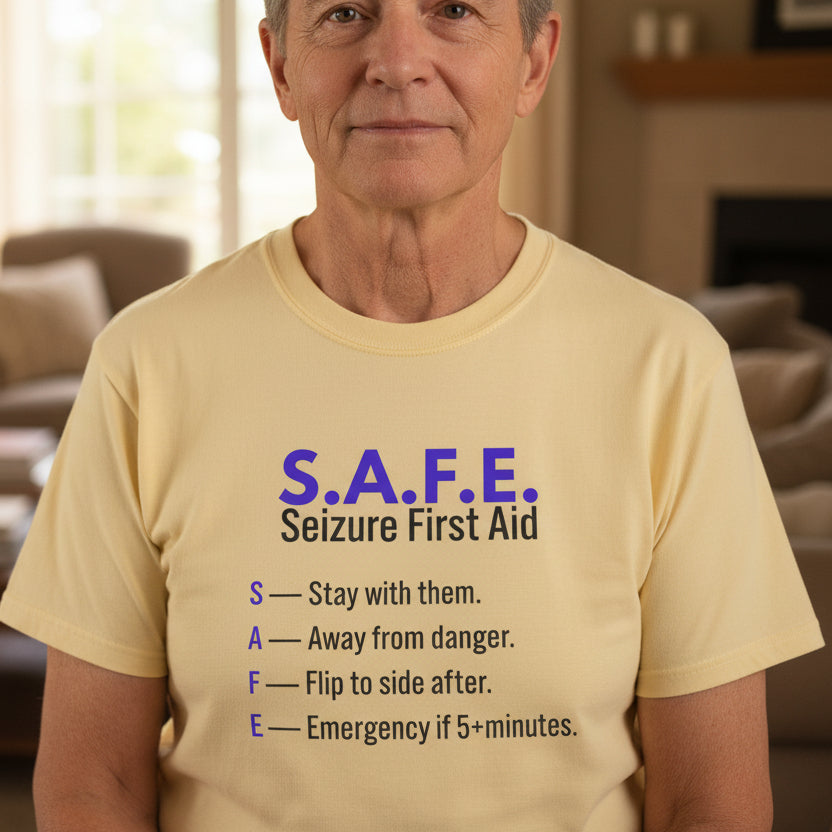 S.A.F.E. Seizure First Aid T-Shirt – Epilepsy Awareness Education Tee