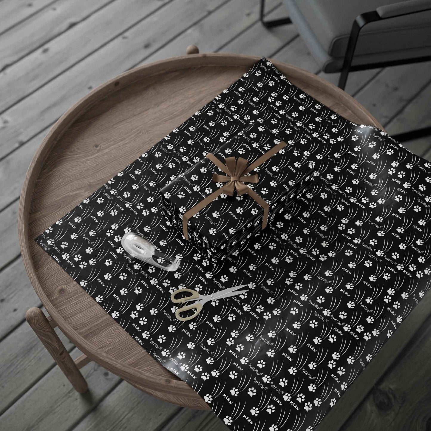 Cat Paw Scratch Gift Wrap – Black & White
