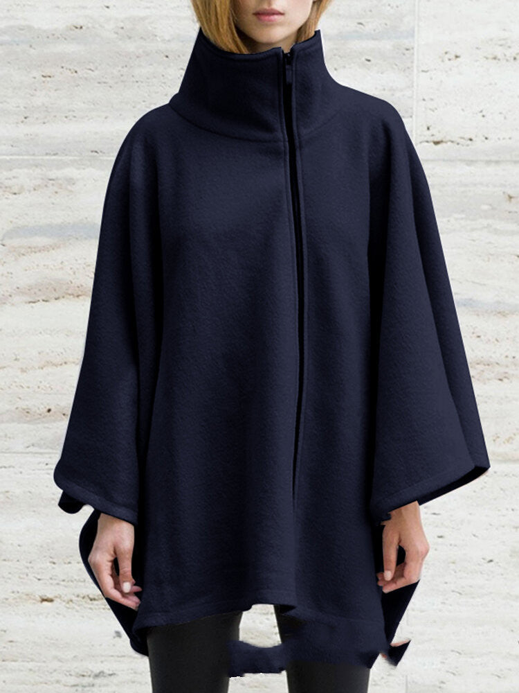 Women's Plus Size Mid-length Zipper Long-sleeved Jacket
