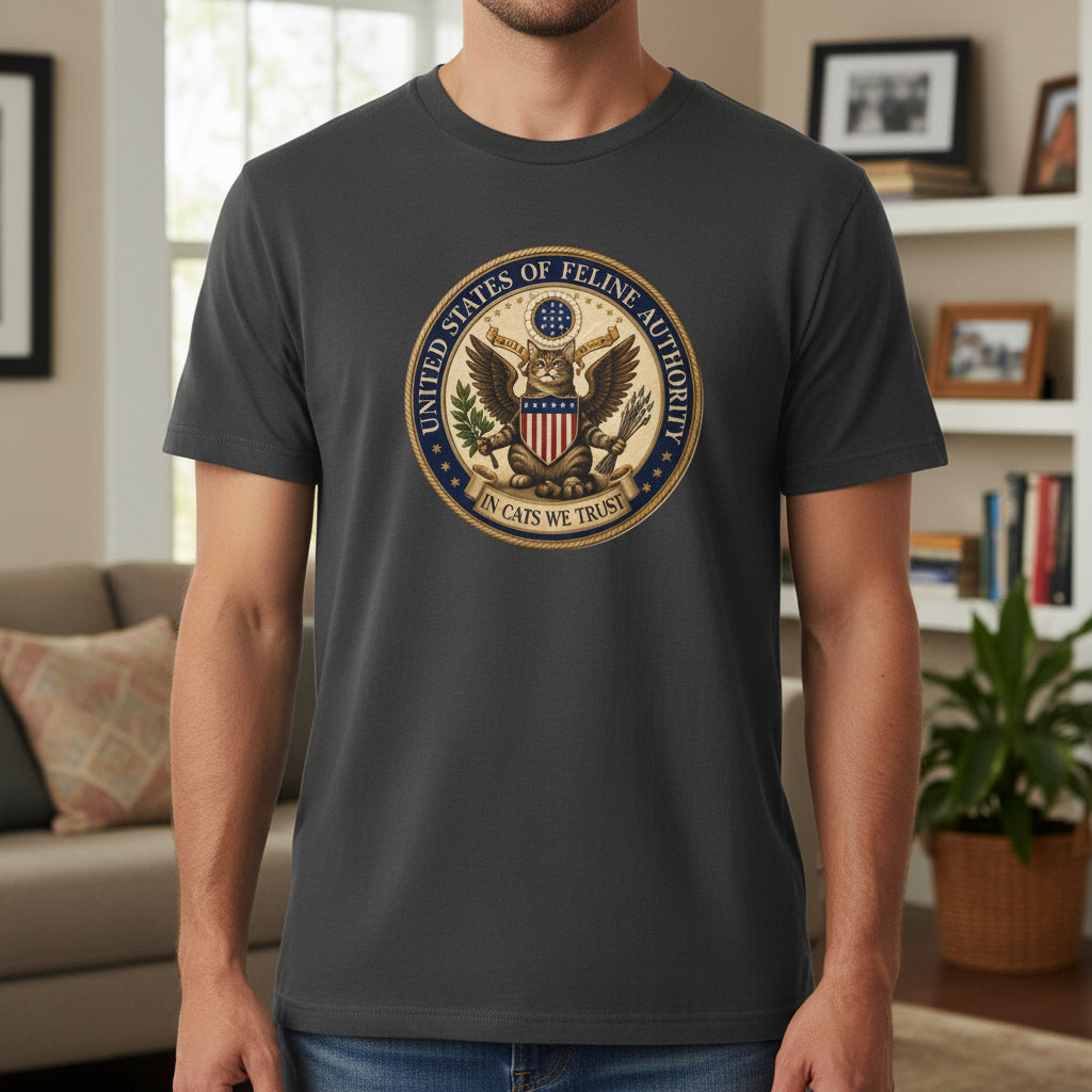 United States Of Feline Authority Vintage Seal Cat Tee