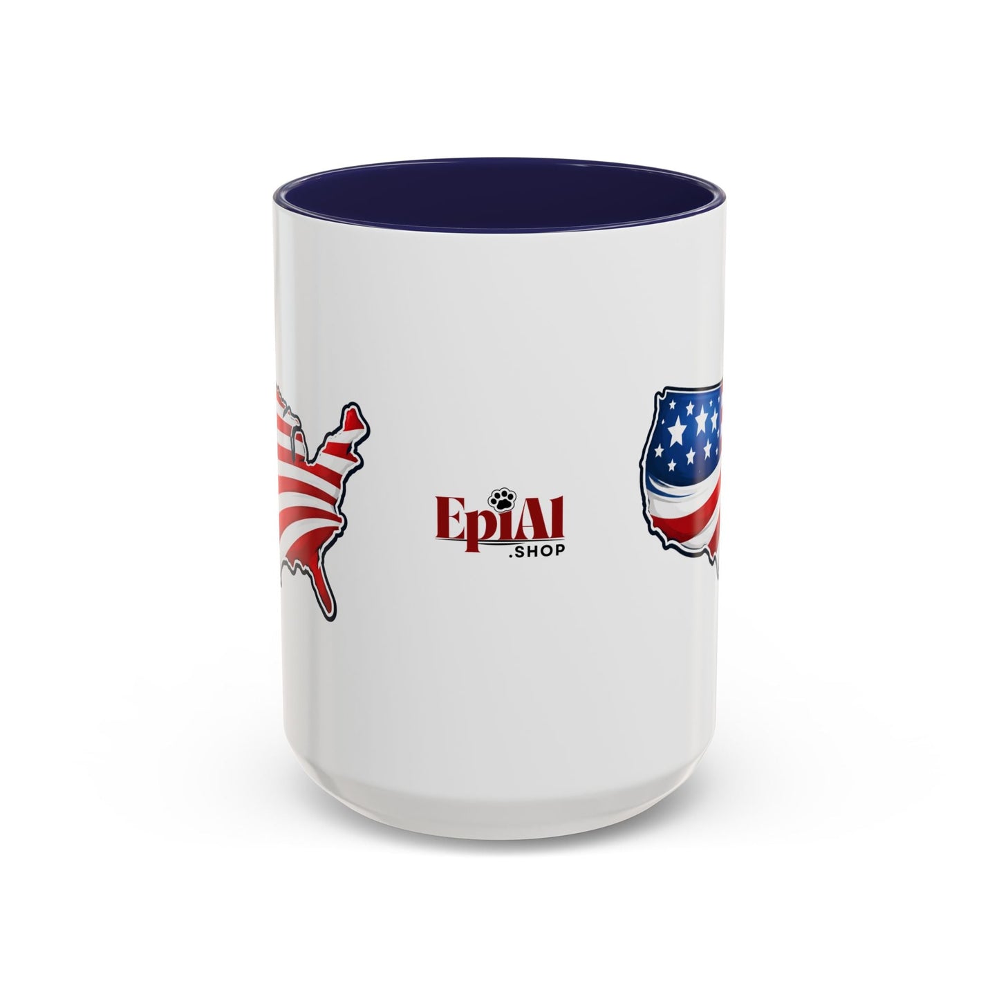 USA Map Patriotic Coffee Mug | Red Handle & Interior