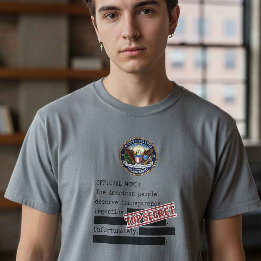 Official Memo “Top Secret” Unisex T-Shirt – Redacted Transparency Graphic Tee