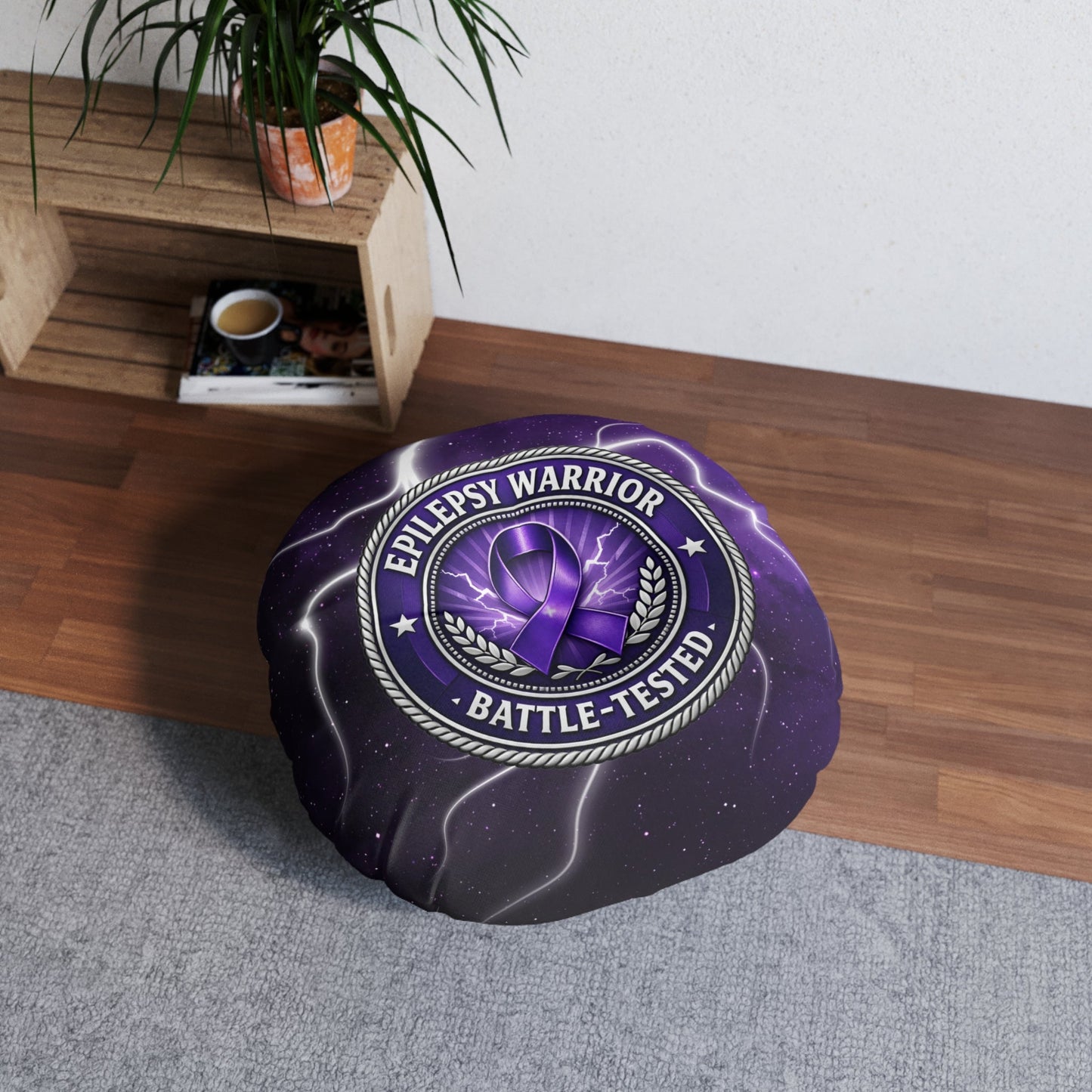 Epilepsy Warrior – Battle-Tested Round Floor Pillow