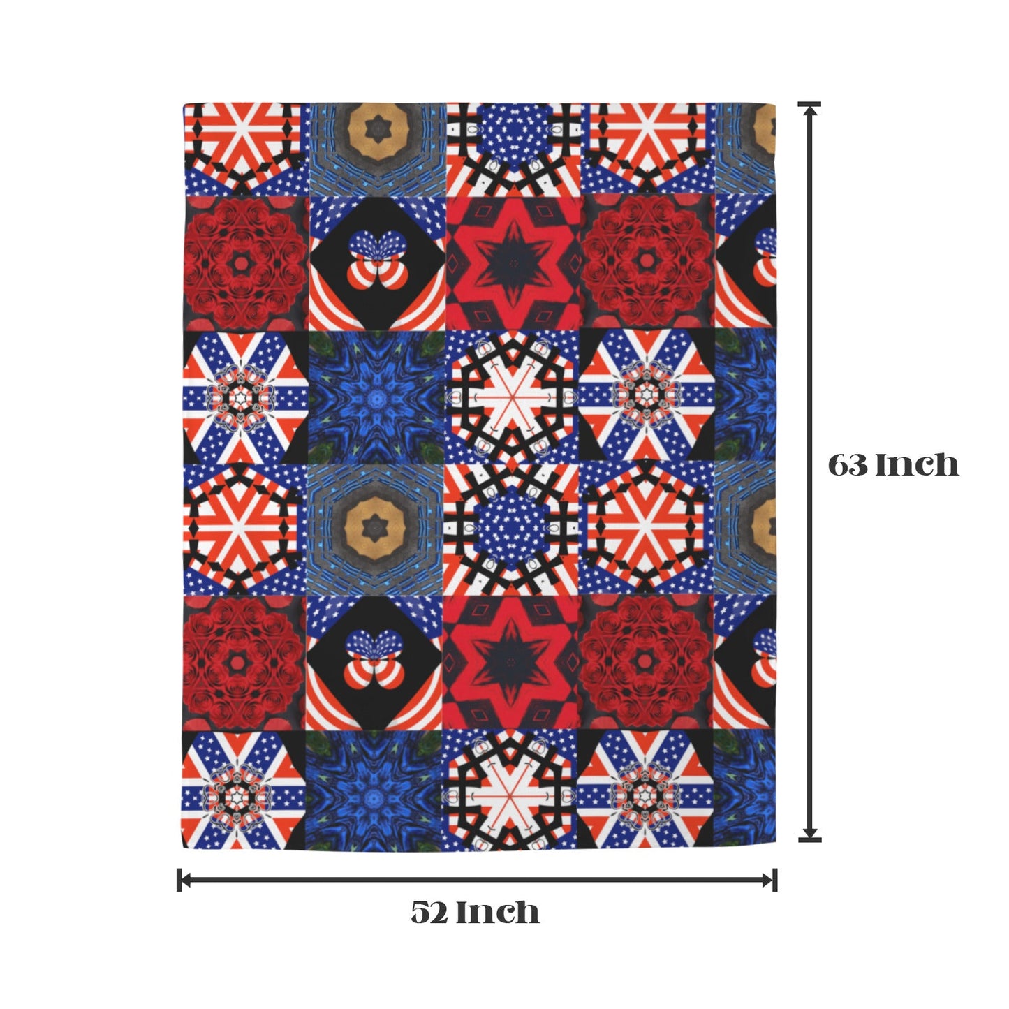 4th of July Pattern Window Curtain 52"x63" (2-Piece)(Made in USA)