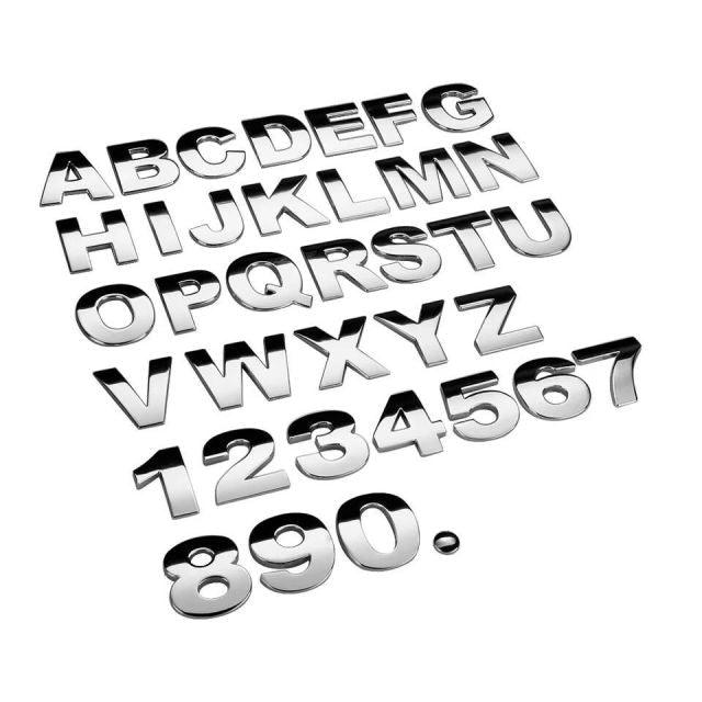 3D Car Stickers Metal Alphabet Car Letters Numbers Decal Sticker, Metal Emblem Decal Logo Trim Badge Silver Black Badge Chrome Letters Numbers Logo Car Stickers Automobiles Plastic Car Letters Number Sticker 3D Emblem Accessories Stickers