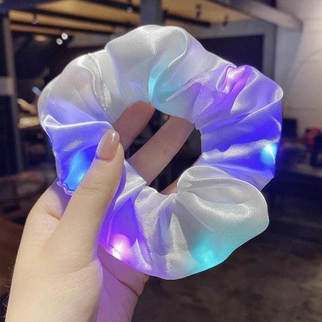 3Pcs New Arrival Girls LED Luminous Scrunchies Hairband Ponytail Holder Headwear Elastic Hair Bands Solid Color Hair Accessories Ponytail Holder Accessories for Women And Girls
