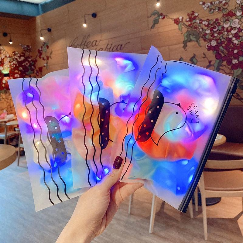 3Pcs New Arrival Girls LED Luminous Scrunchies Hairband Ponytail Holder Headwear Elastic Hair Bands Solid Color Hair Accessories Ponytail Holder Accessories for Women And Girls