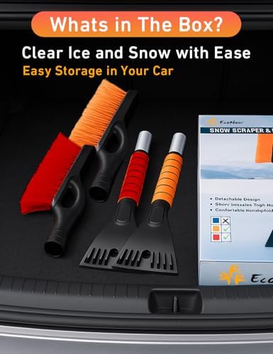 EcoNour 27" Car Snow Brush and Ice Scraper (2 Pack) Windshield Snow Scraper
