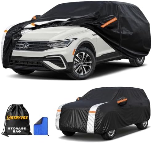Volkswagen Tiguan Car Cover 100% Waterproof All Weather, Gift with Towel, 10 Layers SUV Car Cover Custom Fit 2018-2026 Volkswagen Tiguan, Full Exterior Car Covers Rain Sun UV Protect with Zipper.