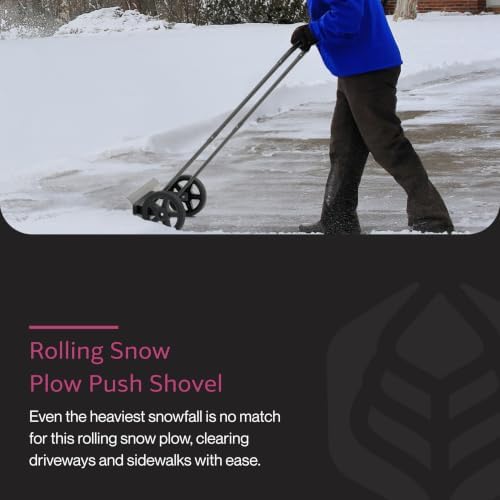 Yard Butler Snowplow Rolling Push Shovel, No-Bend, IRSPP-24
