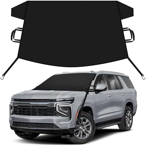 EcoNour Car Snow Cover Compatible for Chevrolet Tahoe | Windshield Cover for Ice and Snow with S-Hook Straps | Heavy-Duty 600D Oxford Winter Car Cover, Waterproof & Anti-Slip