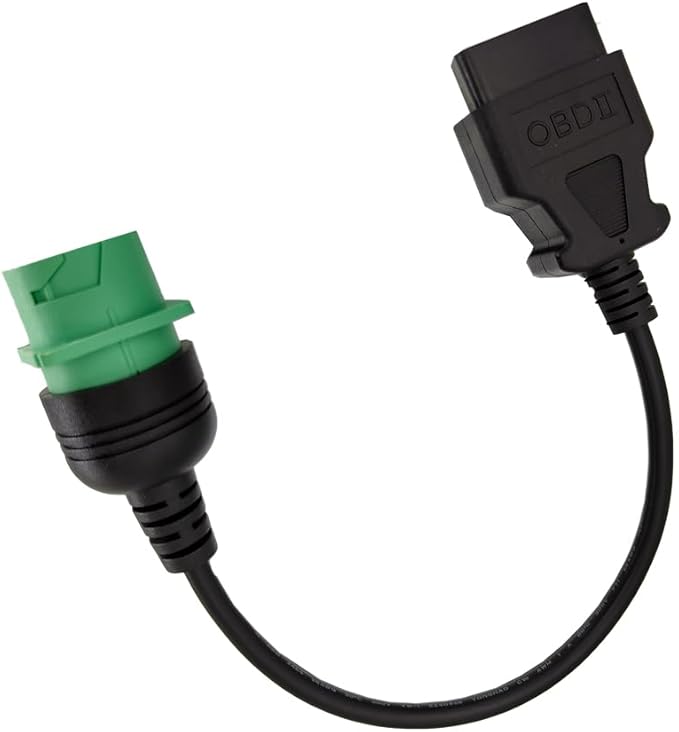 OBD2 to J1939 Green Type 2 Adapter Cable for Heavy Duty Trucks and Commercial Vehicles with 9 Pin to 16pin OBD II Truck Diagnostic Connector, Male