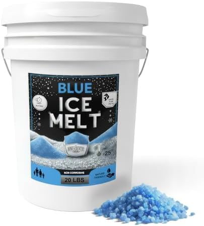 Blue Ice Melt -25°F Effective, Pet Safe Eco-Friendly De-Icer, Fast-Acting Granules for Driveways, Walkways & Entryways, 20 lb Pail