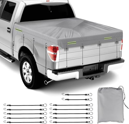 Truck Bed Tarp Cover for Full Size Truck 5.3Ft-5.8Ft Bed