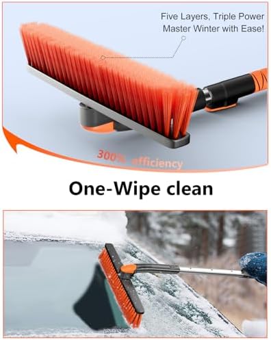 DooGooCoo 42" Extendable Snow Brush & Ice Scrapers for Car Windshield
