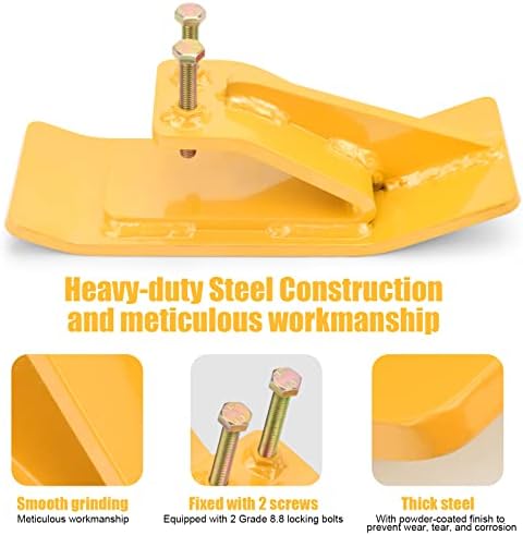Tractor Bucket Protector(Upgraded Version), 2 Pcs Ski Edge Protector, Turf Tamer Skid Protector with Grade8.8 Double Lock Nuts and Bolts, Heavy Duty Steel for Snow Removal Spreading Gravel,Yellow