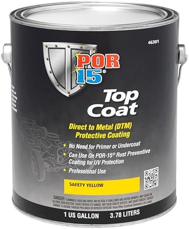 POR-15 Top Coat Paint, Direct to Metal Paint, Long-term Sheen and Color Retention, 128 Fluid Ounces, Safety Yellow