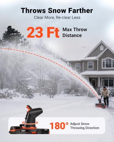 VOLTASK 48V Cordless Snow Blower with Wheels, 20-Inch Brushless Electric Snow Shovels with Directional Plate & LED Lights, Fits Driveways/Decks (2 * 24V Battery & Quick Charger Included)