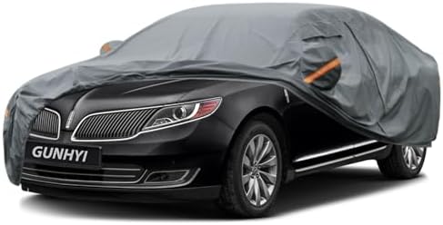 GUNHYI Premium Car Cover Custom Fit Lincoln MKS, 16 Layers Heavy Duty Car Cover Waterproof All Weather with Zipper Door for Sun Rain Snow Dust Uv Protection