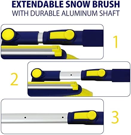 Michelin Snow Brush for Car Windshield - Snow and Ice Scraper with 43–63" Extendable Handle, 13" Swivel Head with Squeegee, 5" Heavy Duty Ice Scraper for SUV, Truck, Van, Auto Cleaning