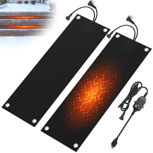 2 Pcs Heated Snow Melting Mats,10x30 in No-Slip Rubber Heated Outdoor Mats