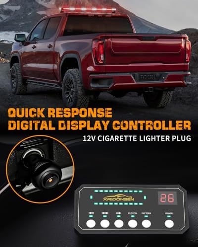 XRIDONSEN 45.5" 128 LED Roof Strobe Light Bar, Top Magnetic Mount Lights