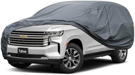 GUNHYI Premium Car Cover Custom Fit Chevrolet Tahoe (2007-2026), 16 Layers Heavy Duty Car Cover Waterproof All Weather with Zipper Door for Sun Rain Snow Dust Uv Protection
