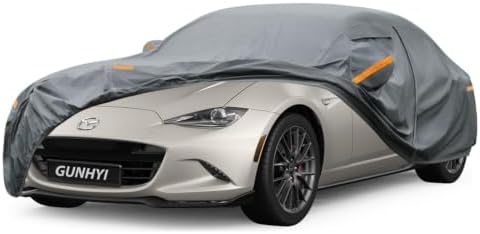 GUNHYI Premium Car Cover Custom Fit Mazda MX-5/Miata (1990-2026), 16 Layers Heavy Duty Car Cover Waterproof All Weather with Zipper Door for Sun Rain Snow Dust Uv Protection