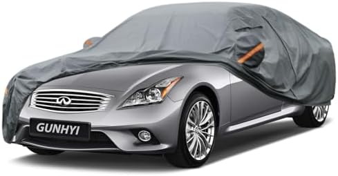 GUNHYI Premium Car Cover Custom Fit Infiniti G-Series G35/G37 Sedan Coupe Convertible, 16 Layers Heavy Duty Car Cover Waterproof All Weather with Zipper Door for Sun Rain Snow Dust Uv Protection