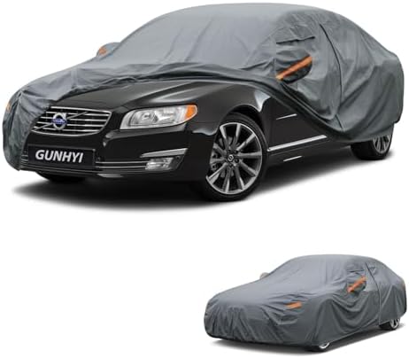 GUNHYI Premium Car Cover Custom Fit Volvo S80, 16 Layers Heavy Duty Car Cover Waterproof All Weather with Zipper Door for Sun Rain Snow Dust Uv Protection