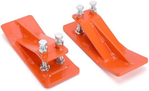 2Pcs Tractor Bucket Protector,Bucket Edge Anti-Skid Device,Double Hexagon Lock Nuts and Bolts,for Snow Leaves Removal Spreading Gravel,Orange