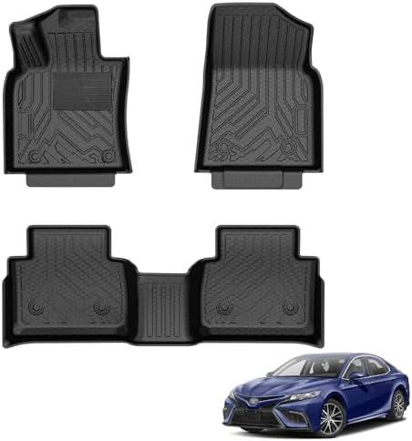 Powerty Floor Mats for Toyota Camry 2018-2024 FWD Only (Not Fit Hybrid or AWD) All Weather 3D TPE Anti-Slip Car Liners for 1st & 2nd Row Accessories