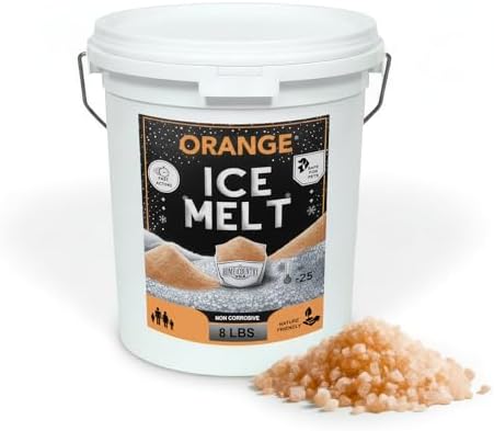 Peach Country Orange Ice Melt Pet Friendlier Eco-Friendly De-Icer, Fast-Acting Granules for Driveways, Walkways & Entryways, 8 lb Pail
