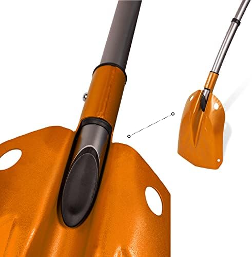 G2 Backcountry Lightweight Telescopic Avalanche Snow Shovel, Storage Down to 13 inch, Durable Aluminum Alloy Material, ABS Anti-Slip Proof Handle, Compact Storage Size (Orange)
