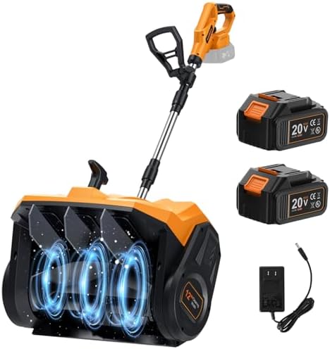 Brushless Cordless Snow Shovel 12", 20V 2X 4.0AH Batteries Snow Blower, 20FT Snow Throws, 6" Deep, Powerful Electric Snow Removal with Adjustable 90° Directional Plate &Handle for Driveway